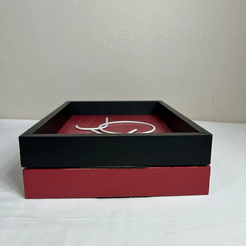2 Set JOY NOEL Red Bkack White Wood Metal Modern Minimalist‎ Wall Shadow Box Art